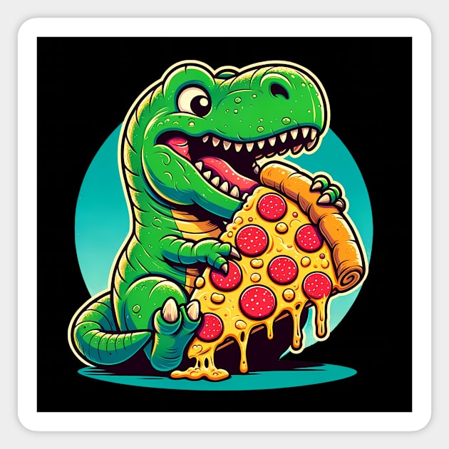 Funny Pizza T rex Dinosaur, Pizza Lover Sticker by logiamerch